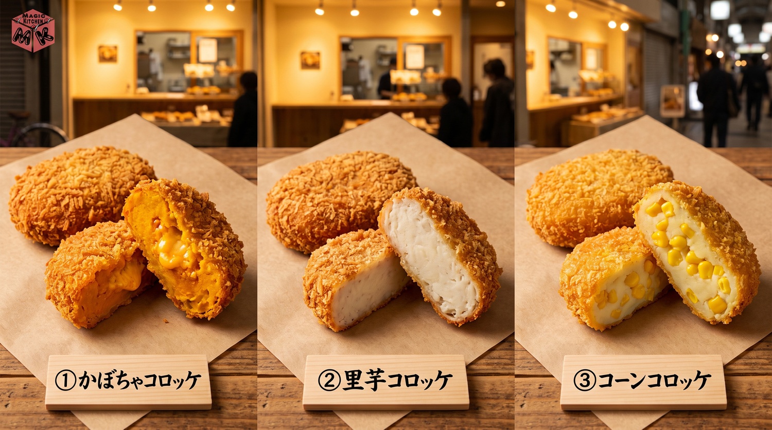 コロッケのタネのバリエーション3種（かぼちゃ・里芋・コーン）