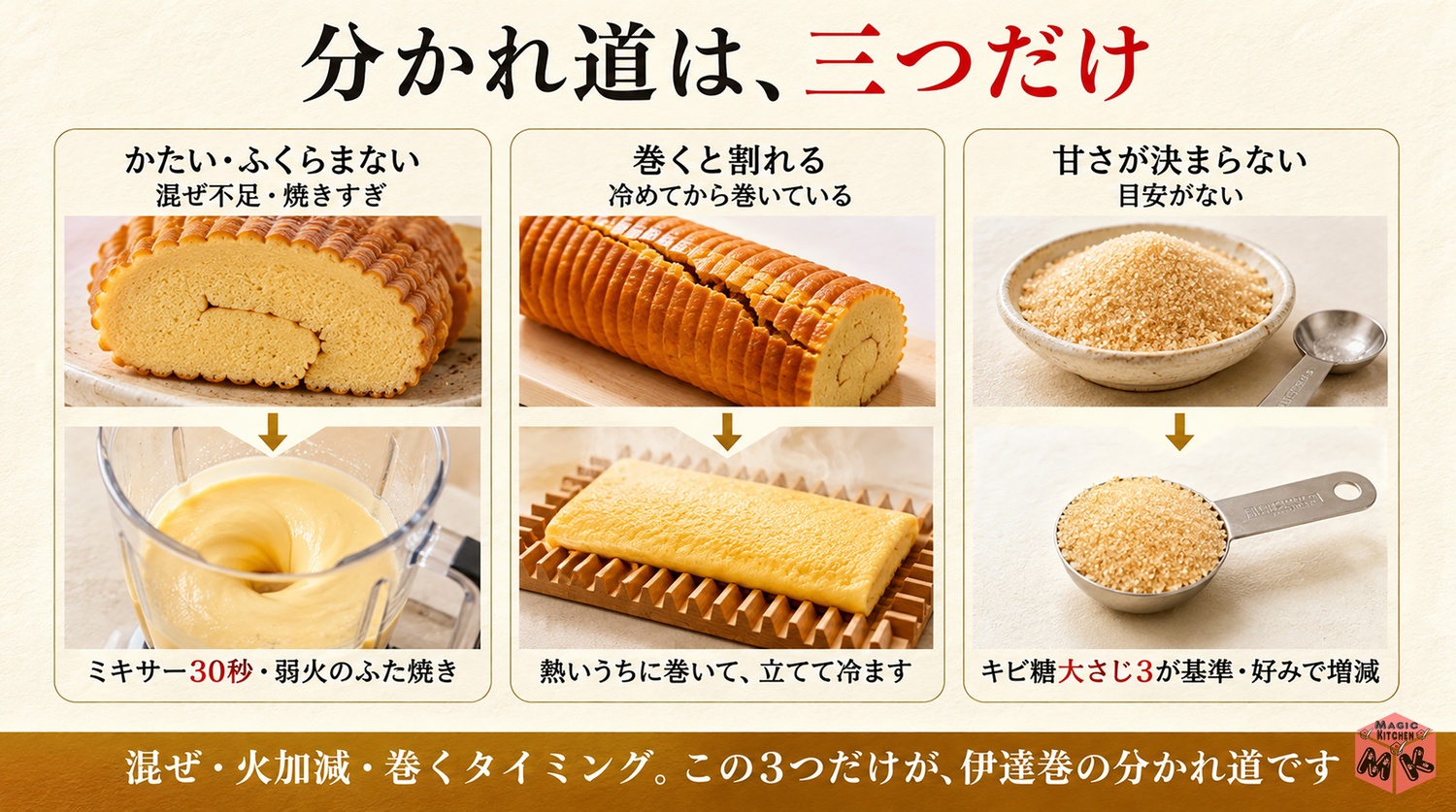 伊達巻の失敗3大原因と対策の図解
