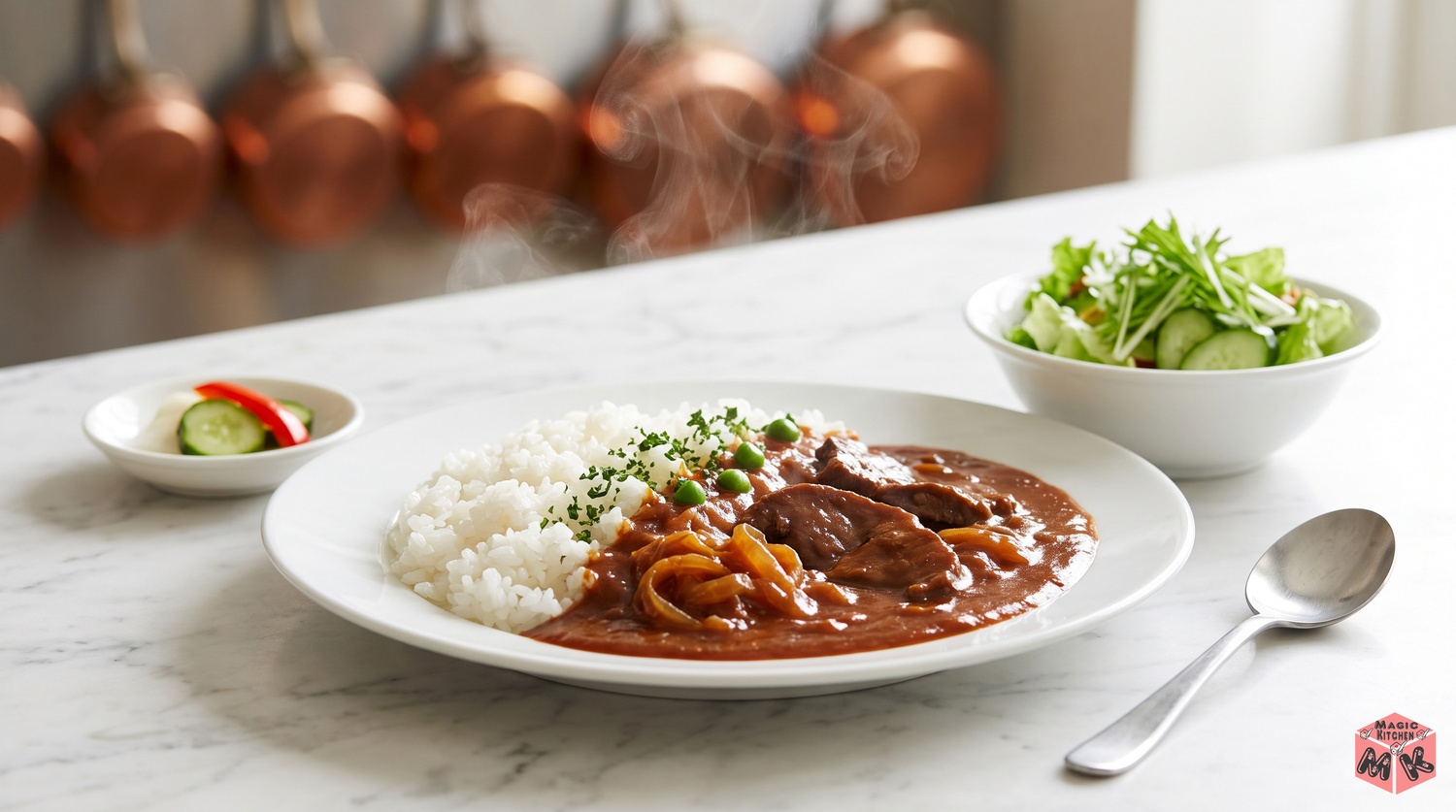 ハヤシライスの食卓と家族のイメージ