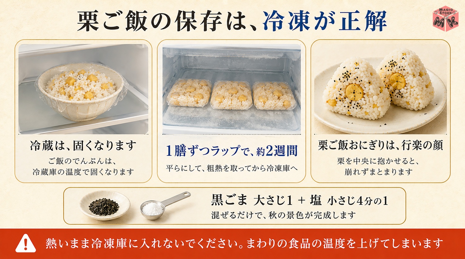 栗ご飯の保存は冷凍が正解の図解