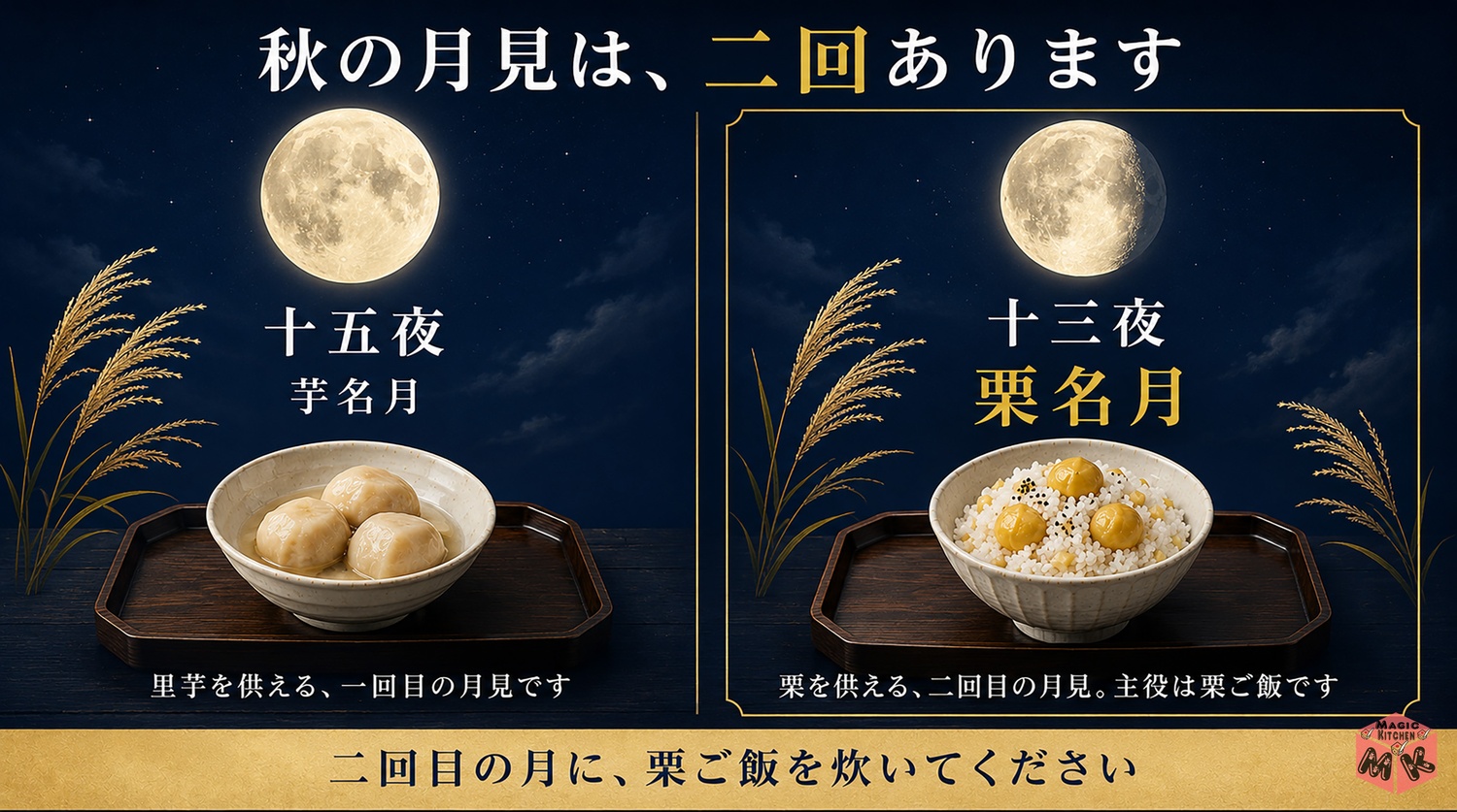 十三夜は栗名月という栗ご飯の日の図解