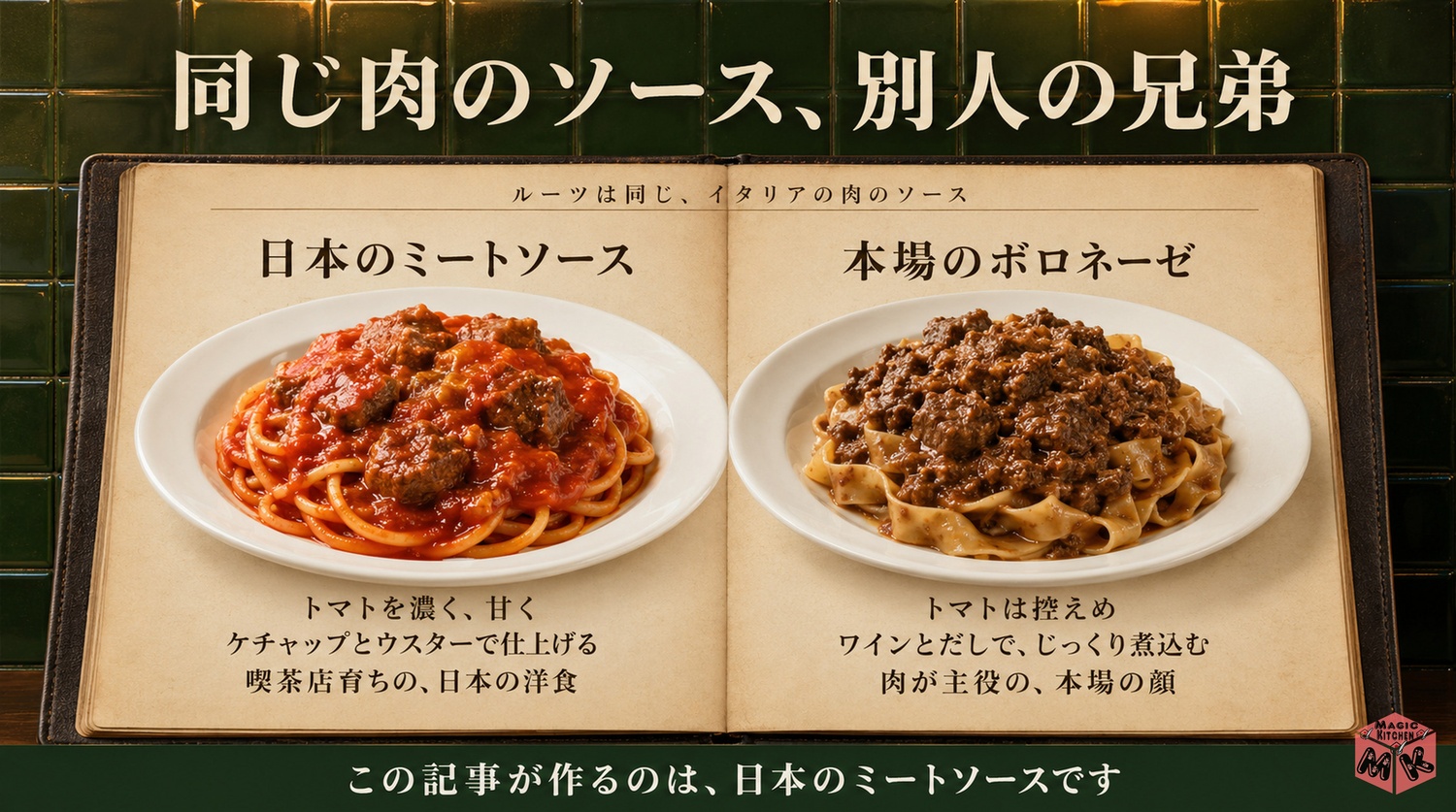 ミートソースとボロネーゼの違いの図解