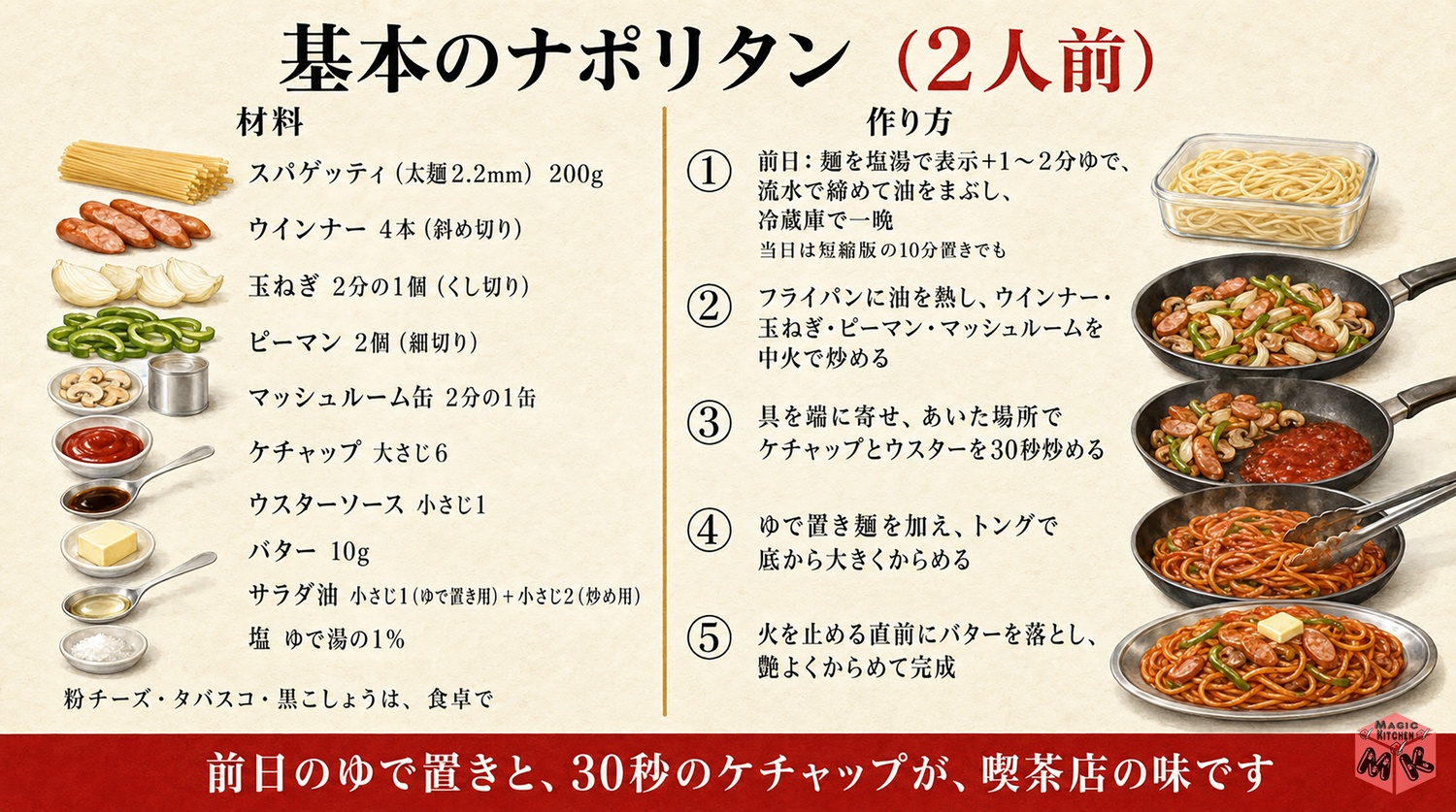 基本のナポリタンの完成