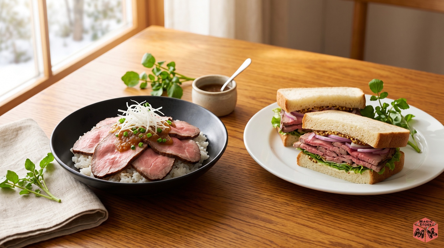 ローストビーフのアレンジと段取りの図解