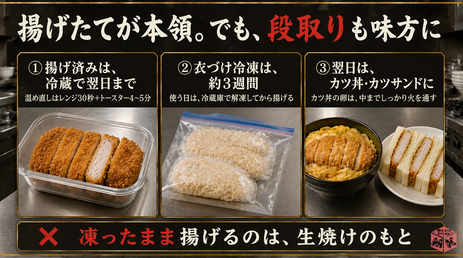 とんかつの保存と作り置きの図解