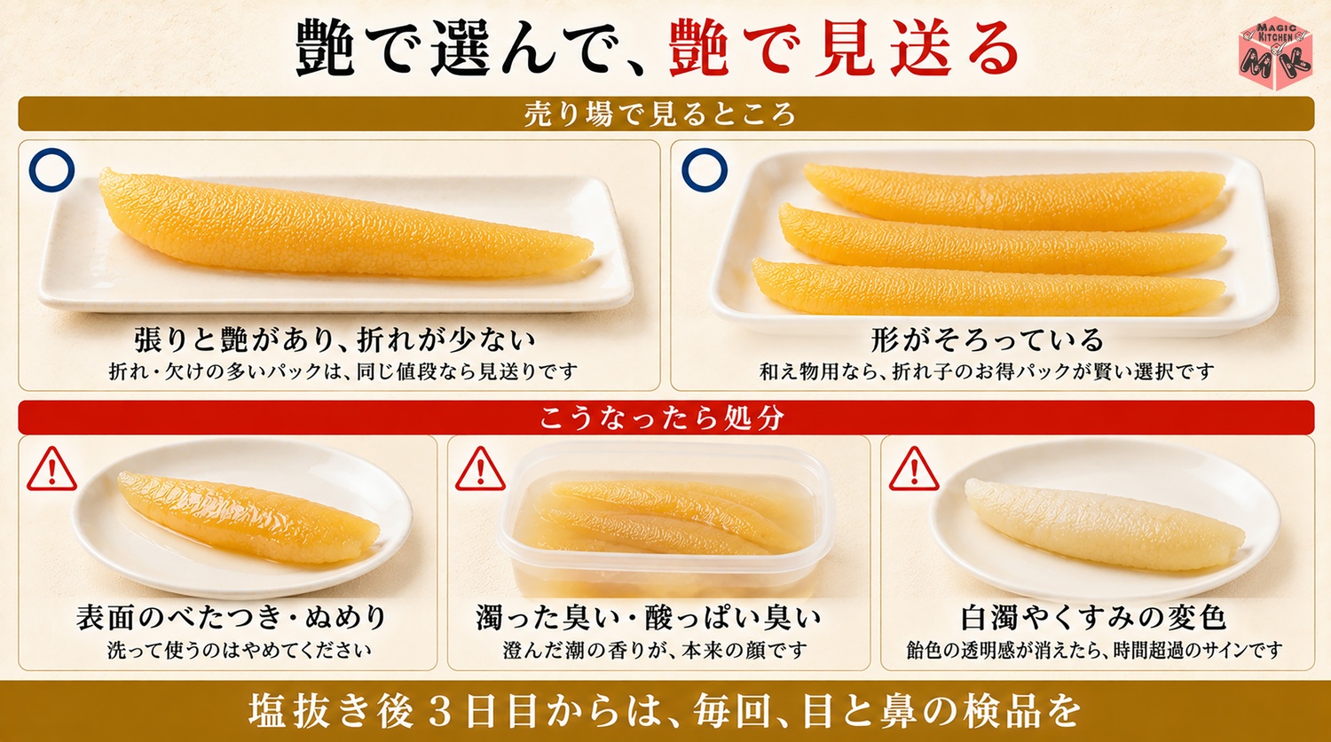 数の子の選び方と傷んだサインの図解
