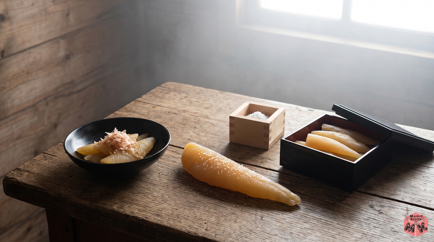 黄色いダイヤの数の子と味付け小鉢とおせちの重箱の正月イメージ