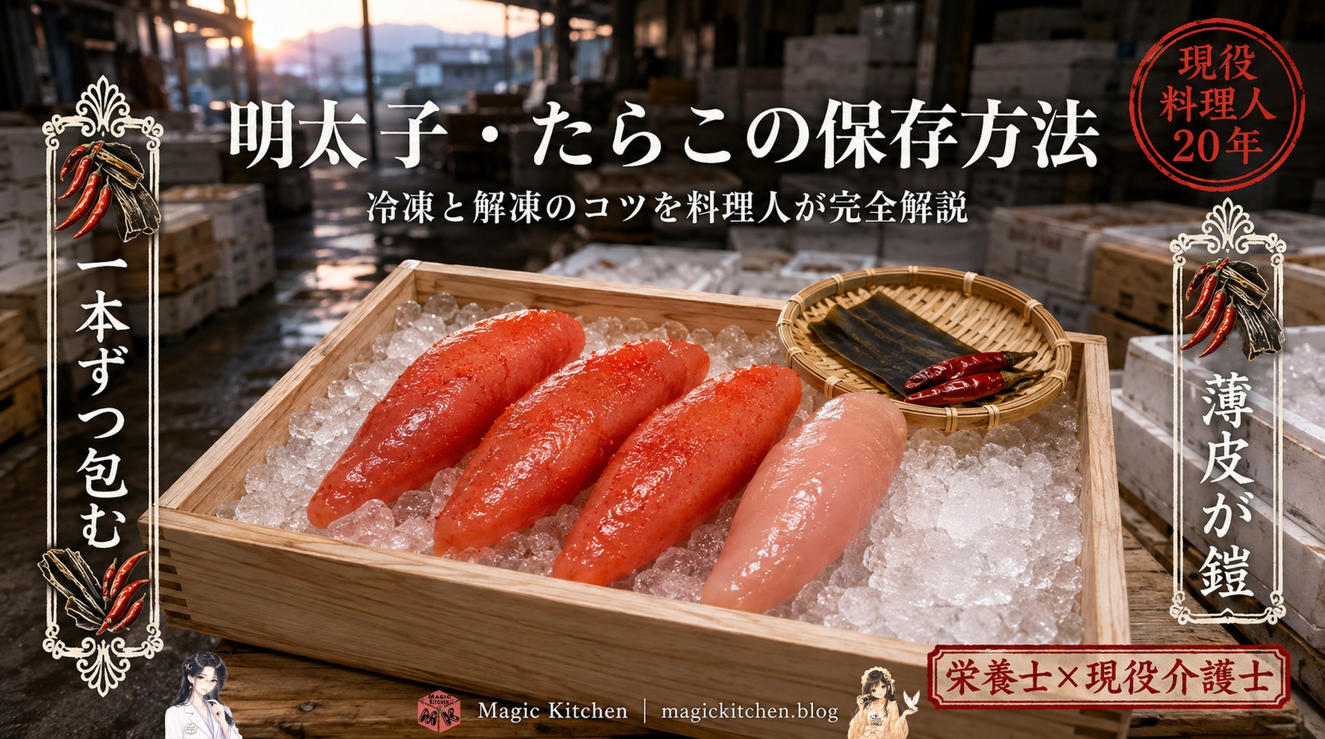明太子とたらこの保存方法と一本ずつ包む冷凍のアイキャッチ