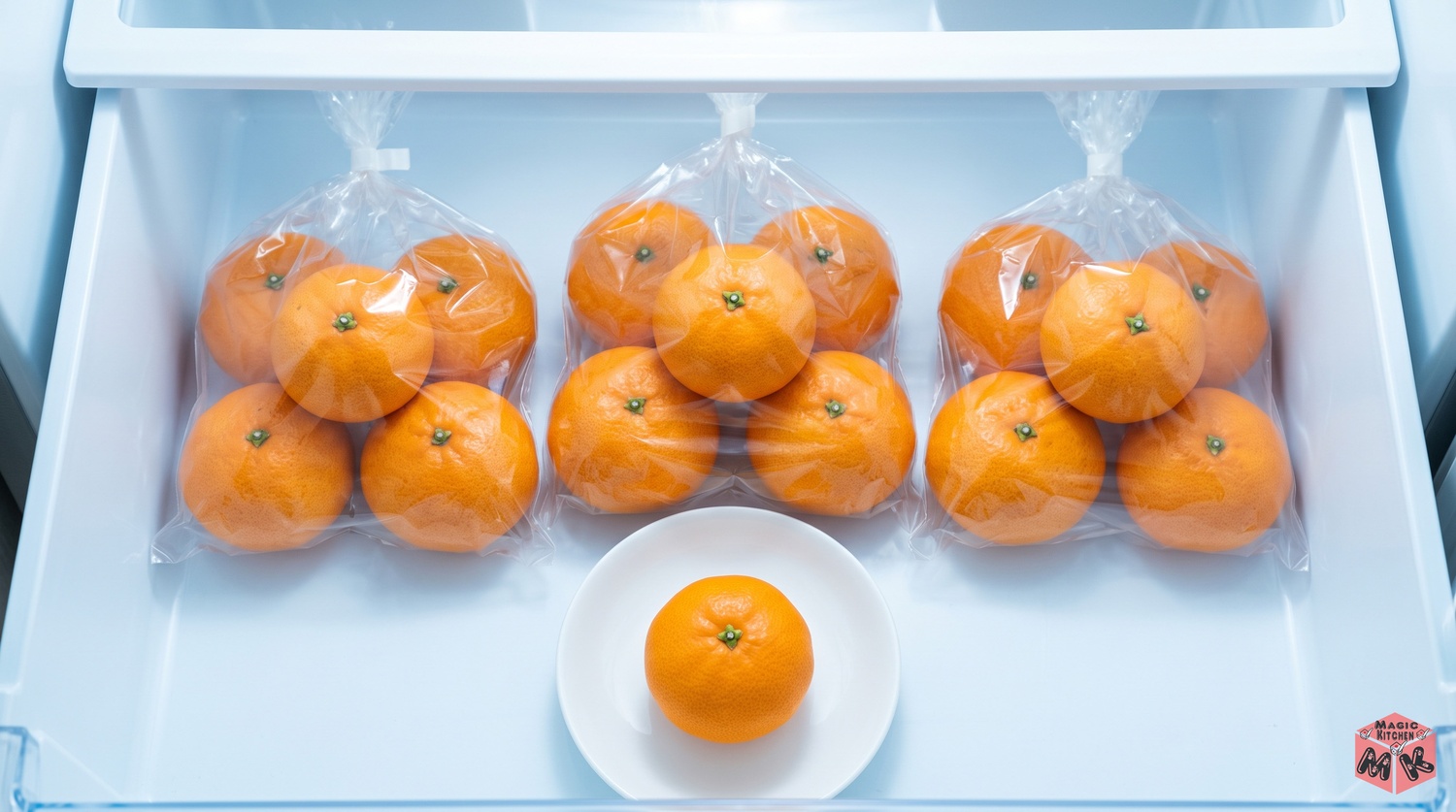 みかんの冷蔵保存(袋に小分けして野菜室へ)