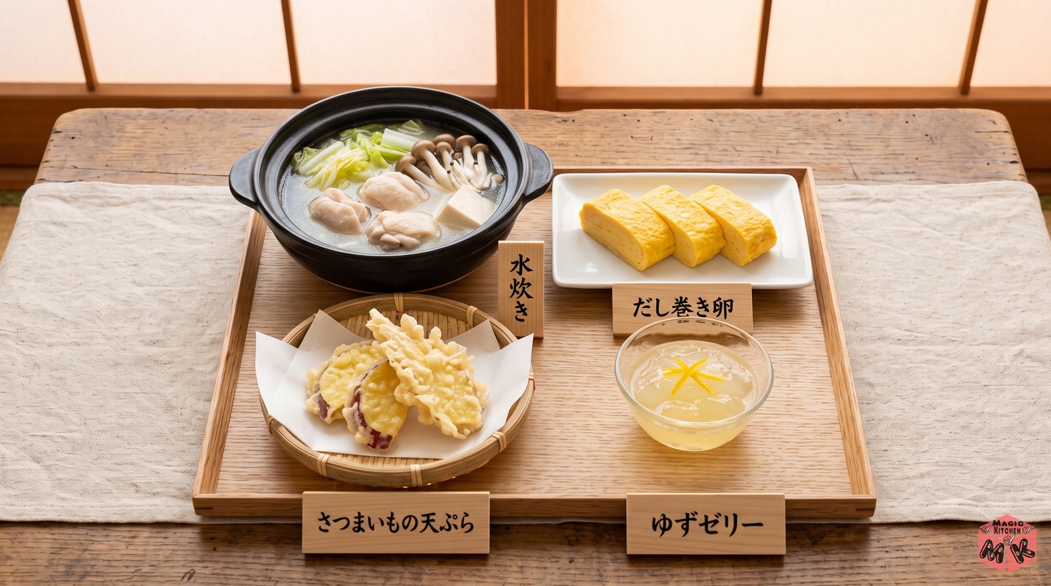 水炊きの献立例B水炊きおもてなし型の配膳イメージ