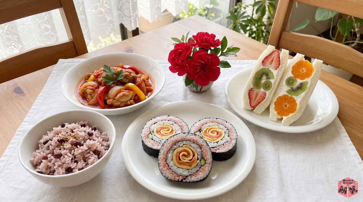 母の日の献立7選をならべた食卓のイメージ