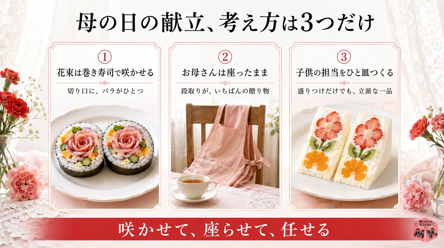 母の日の献立の考え方3つのポイントの図解