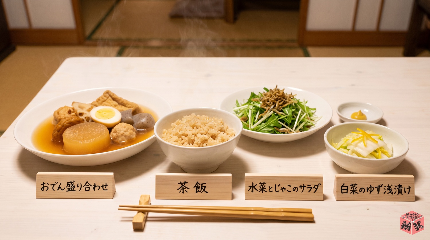 おでんの献立例Aおでん定食型の配膳イメージ