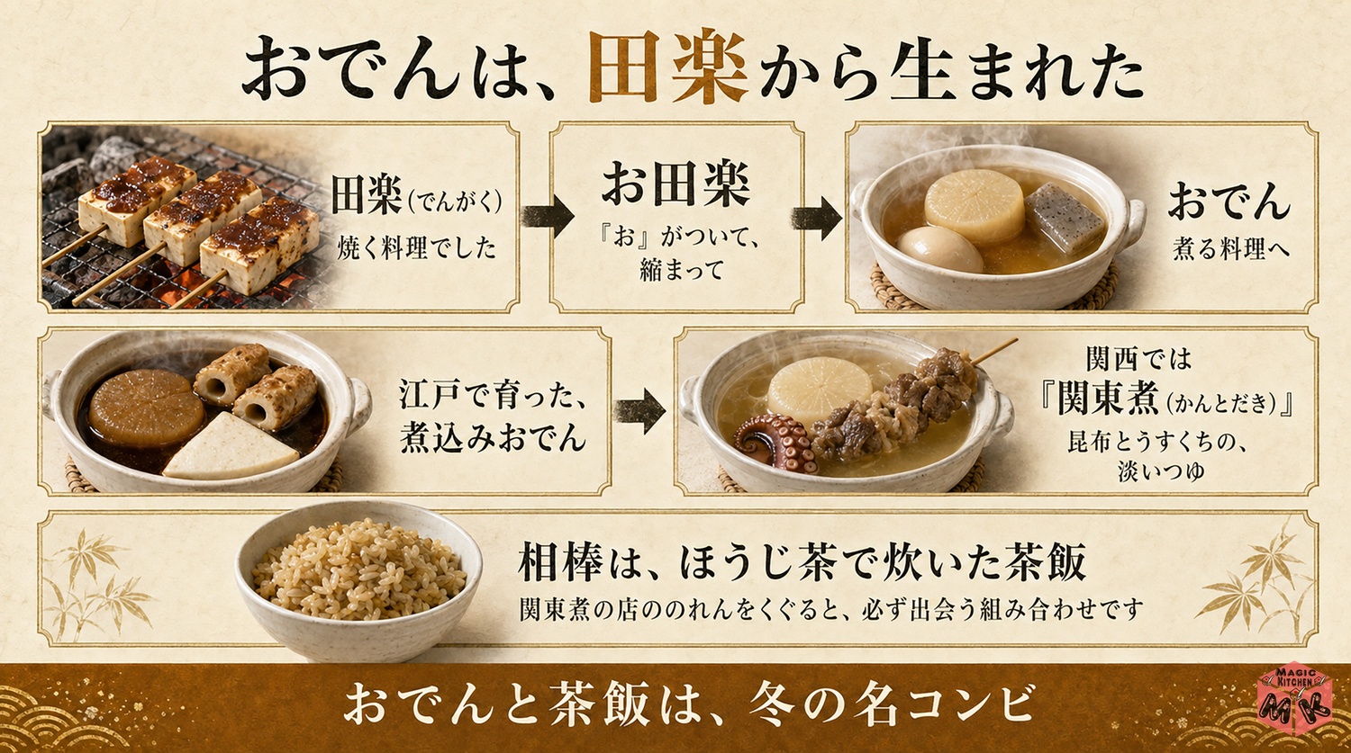 おでんのうんちくの図解(関西では関東煮)