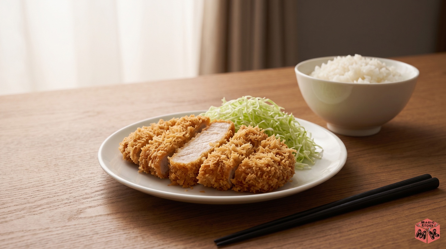 とんかつとキャベツのサクサク断面の食卓イメージ