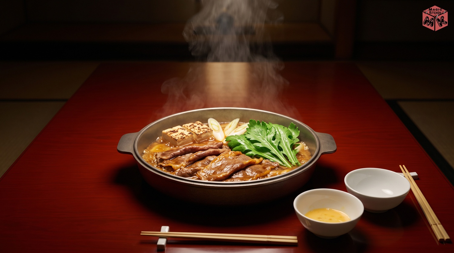 すき焼きの春菊と冬の食卓イメージ