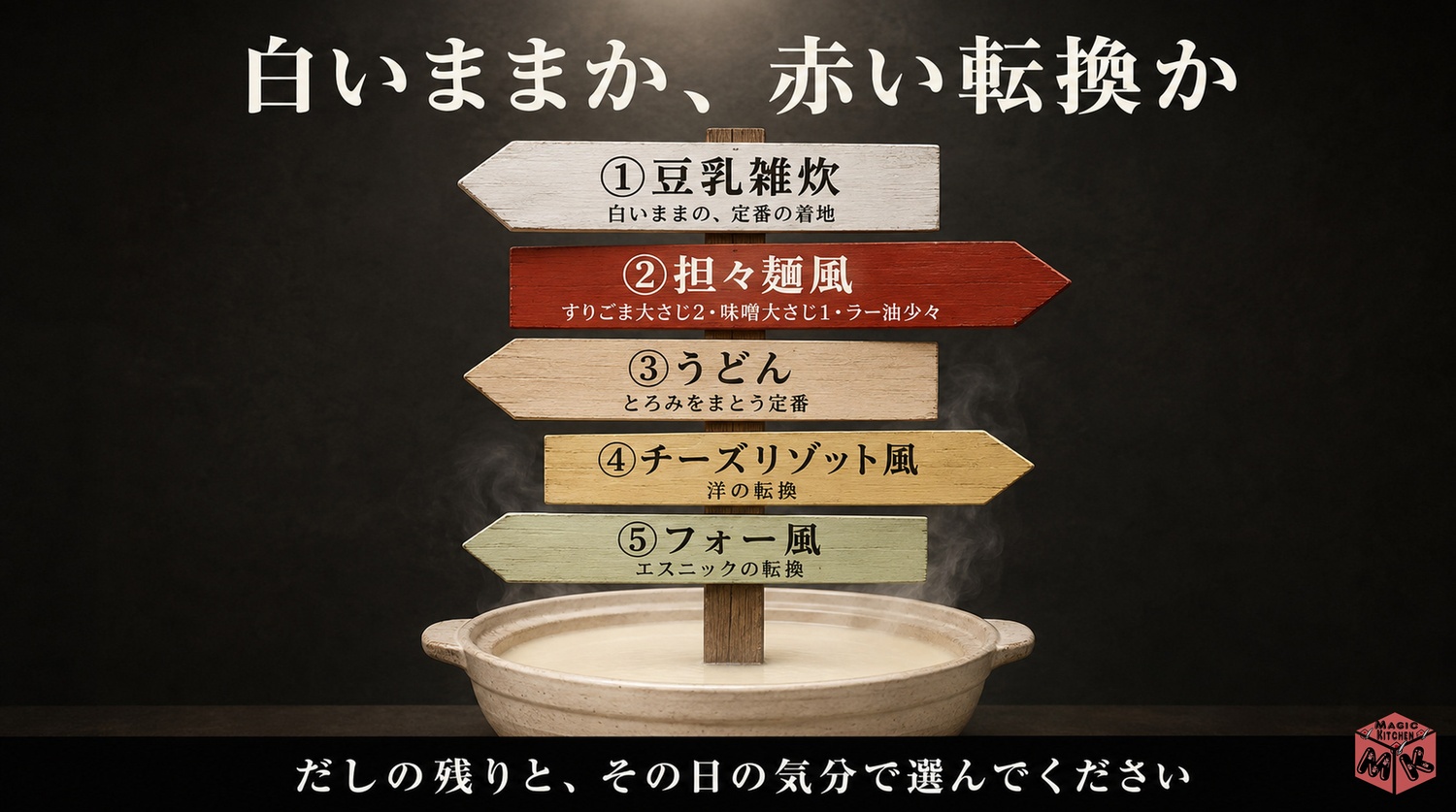 豆乳鍋の〆5選の白いままか転換かの地図