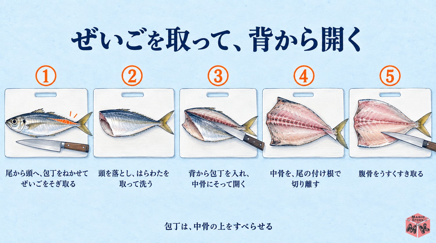 あじの開き方