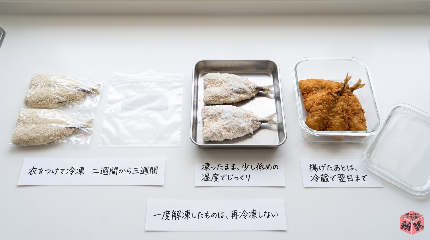 あじフライの保存と冷凍