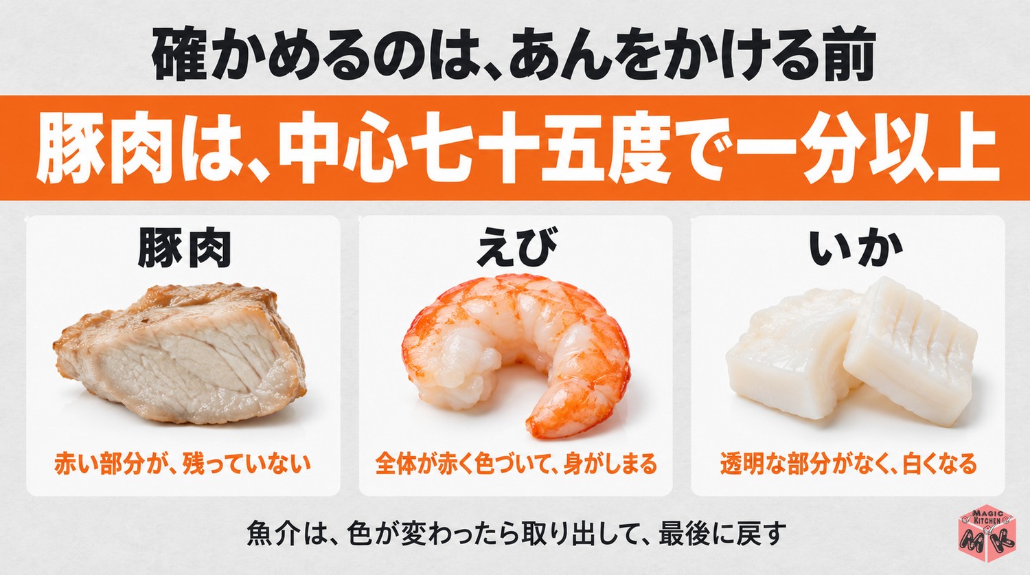 中華丼の具の火の通りの確かめ方
