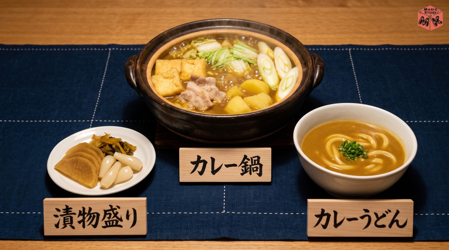 カレー鍋の献立例Aの配膳イメージ