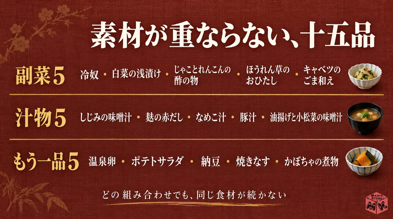牛丼に合う献立15選の早見表