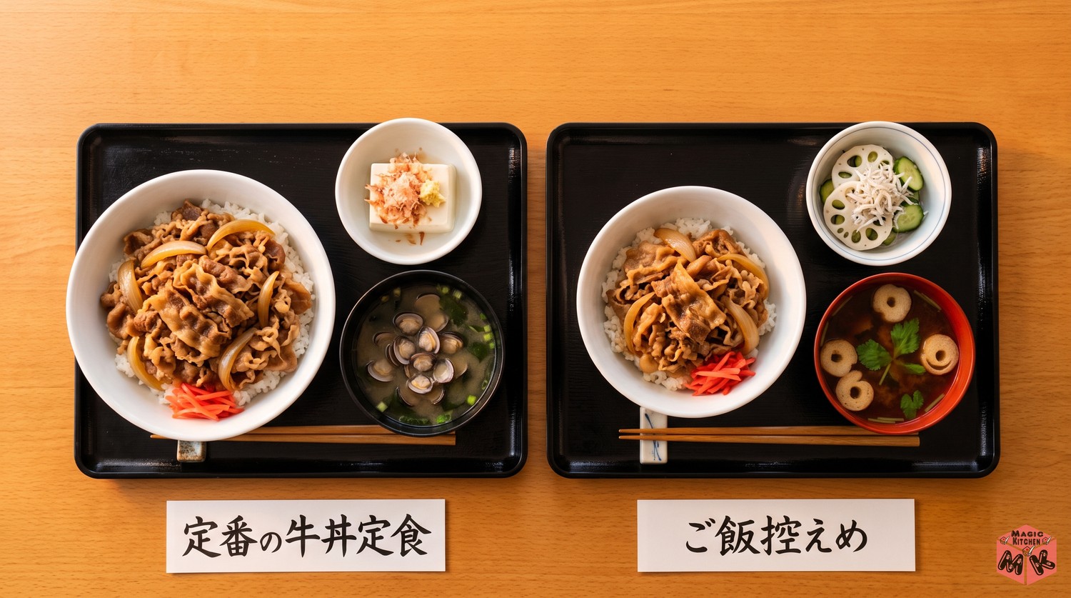 牛丼の献立例A・B