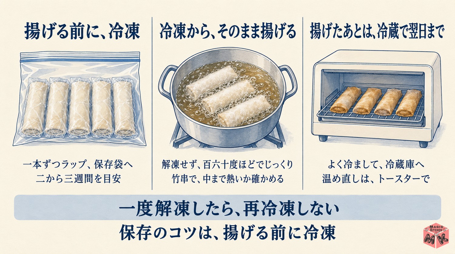 春巻きの保存と温め直し