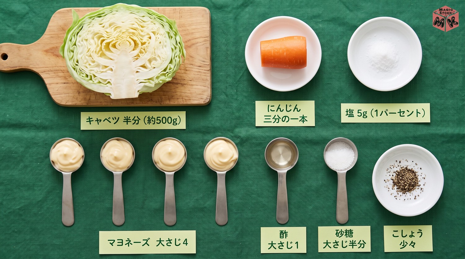 コールスローの黄金比(マヨネーズ4:酢1:砂糖1/2)