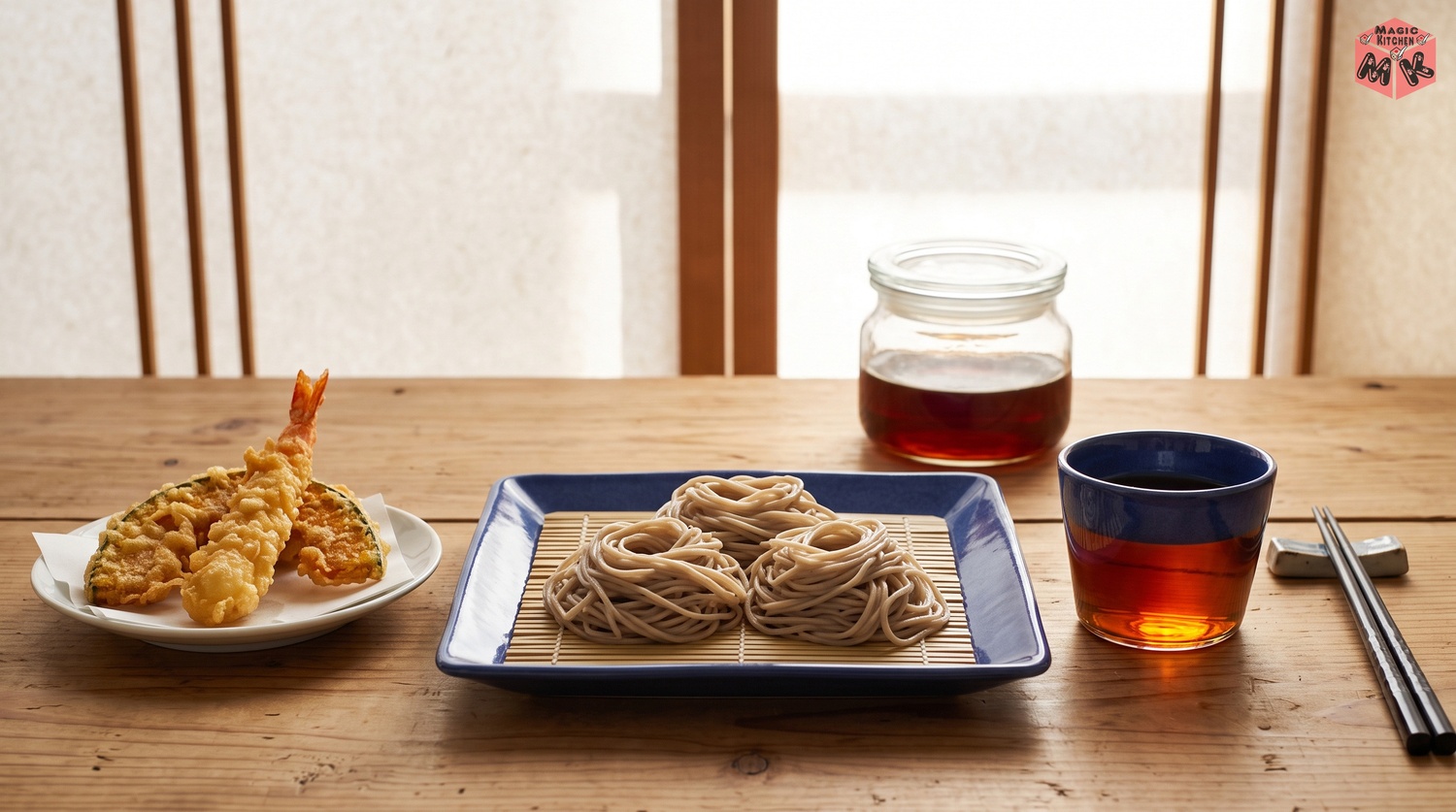ざるそばと天ぷらの食卓イメージ