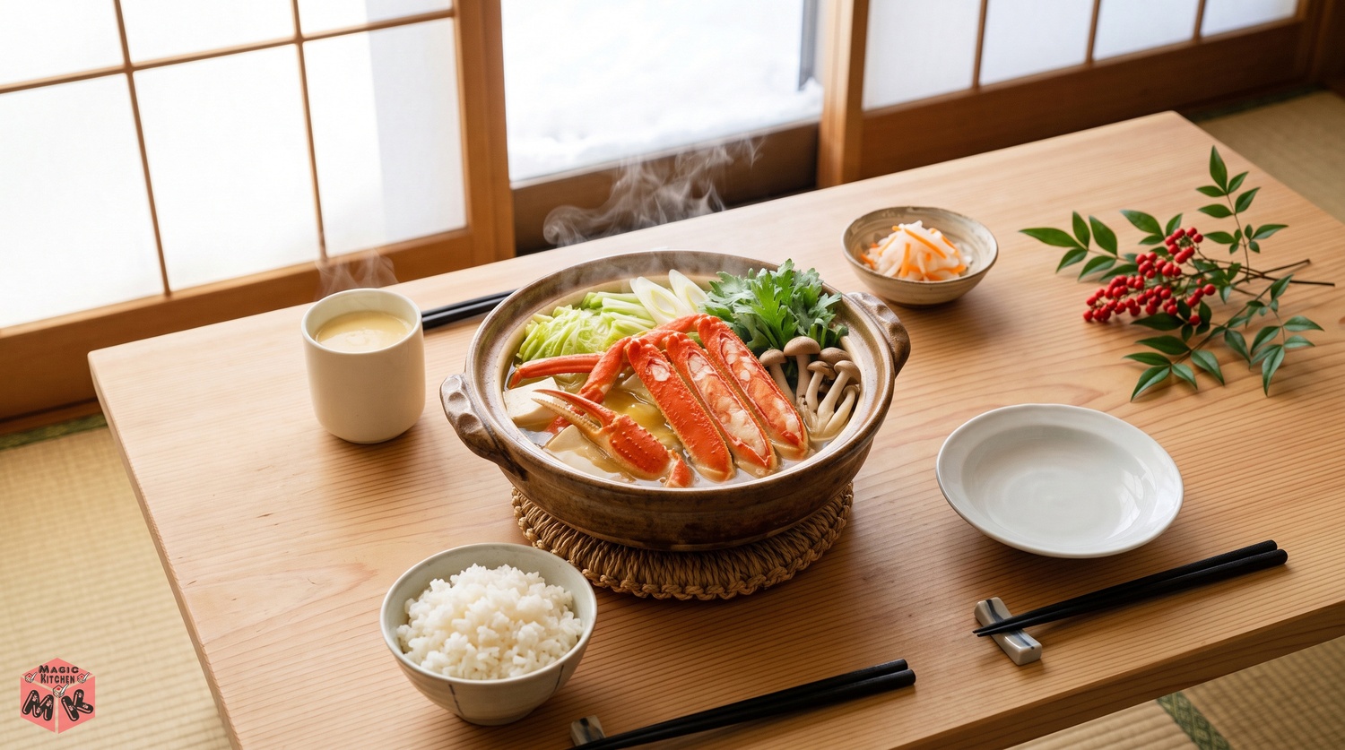 かに鍋とハレの日の食卓イメージ