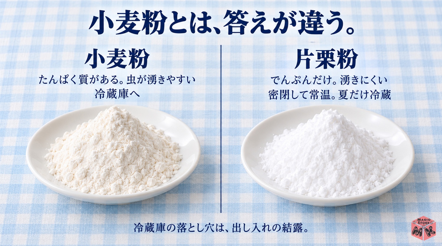 片栗粉は常温か冷蔵か(小麦粉との違い・冷蔵の落とし穴は結露)