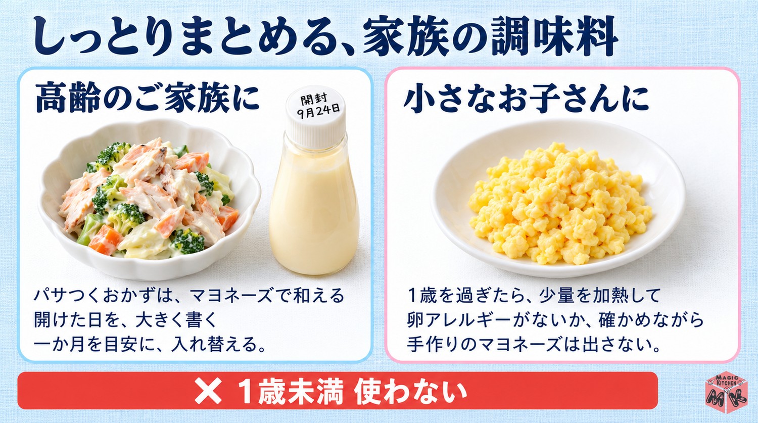 高齢者や子供にやさしいマヨネーズの使い方