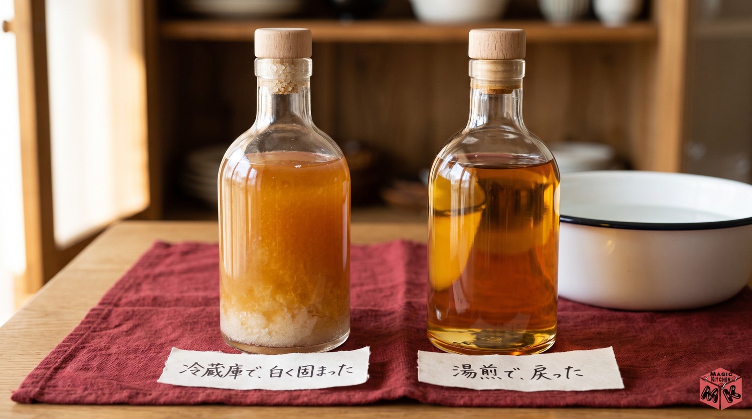 本みりんが白く固まる理由と戻し方(糖の結晶・湯煎で戻る)