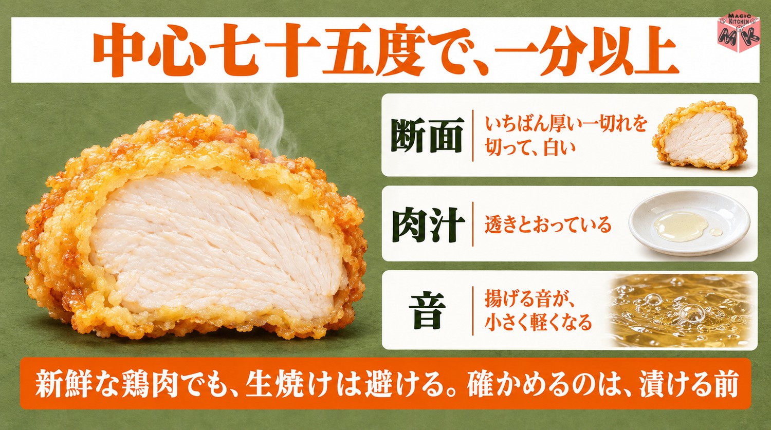 チキン南蛮の鶏肉の火の通りを確かめる3つの合図