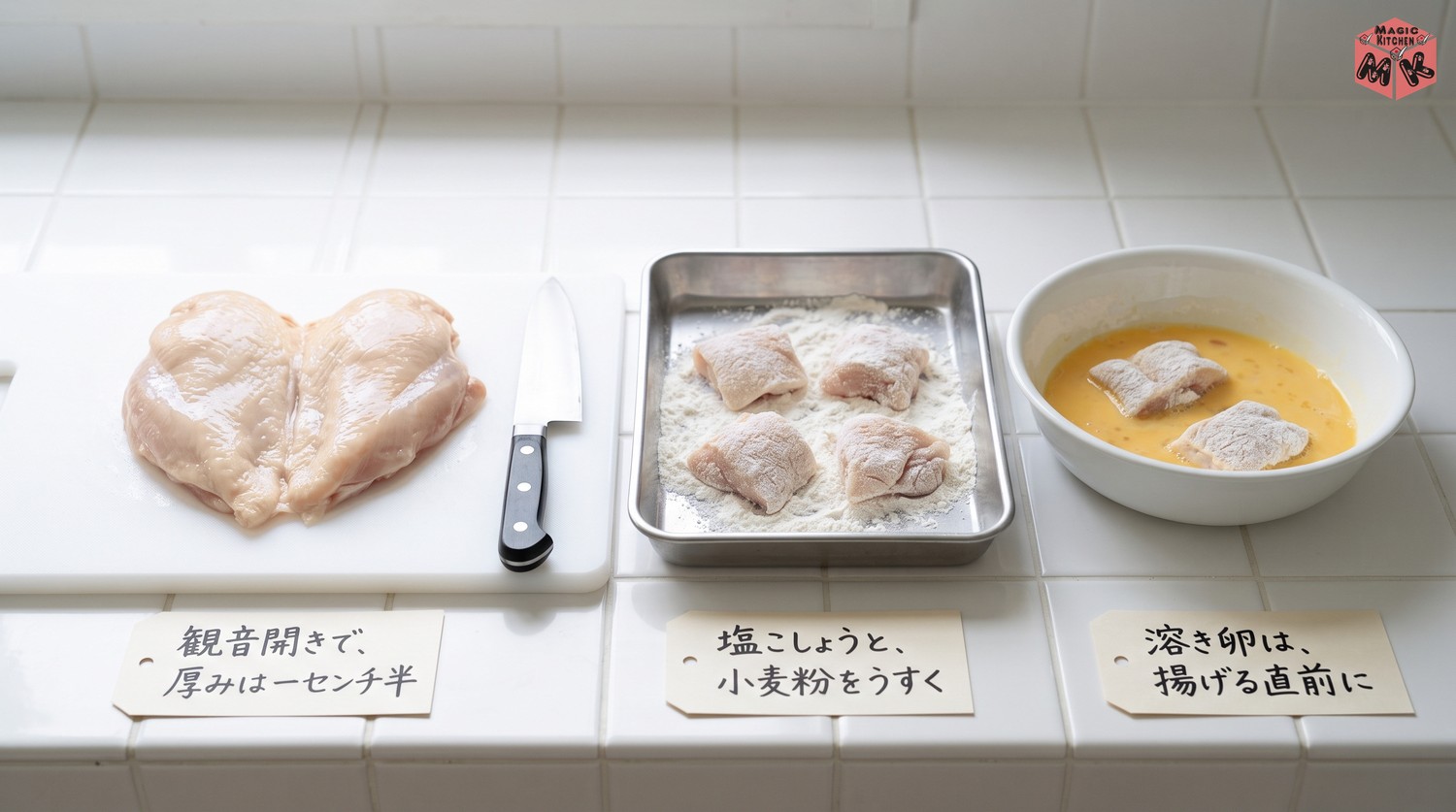 チキン南蛮の下ごしらえと衣