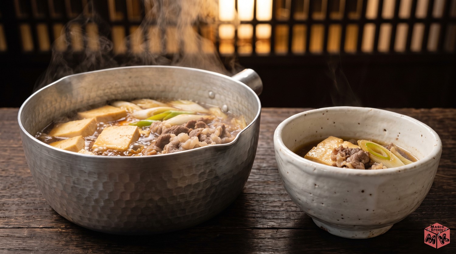 行平鍋で煮た肉豆腐