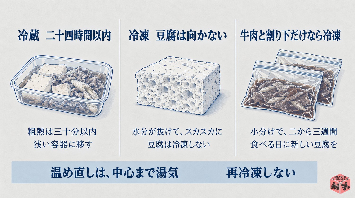 肉豆腐の保存と温め直し