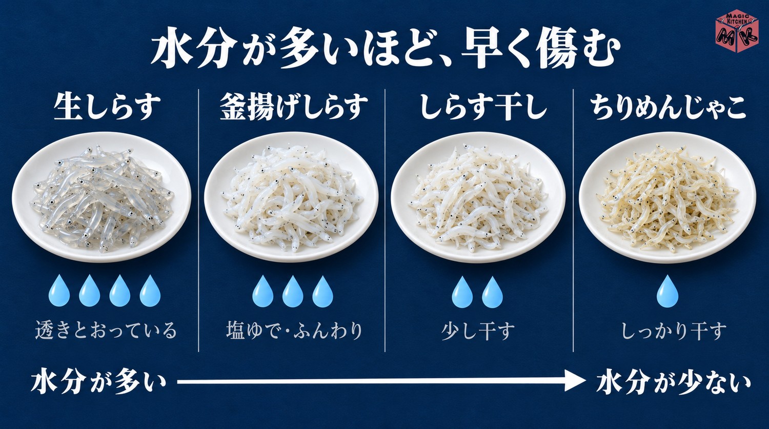 しらすの種類と水分の違い