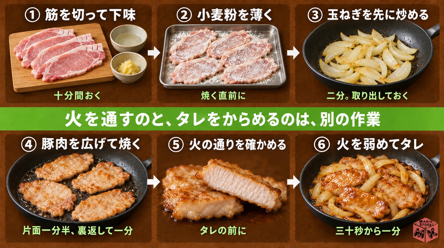 豚の生姜焼きの作り方6工程