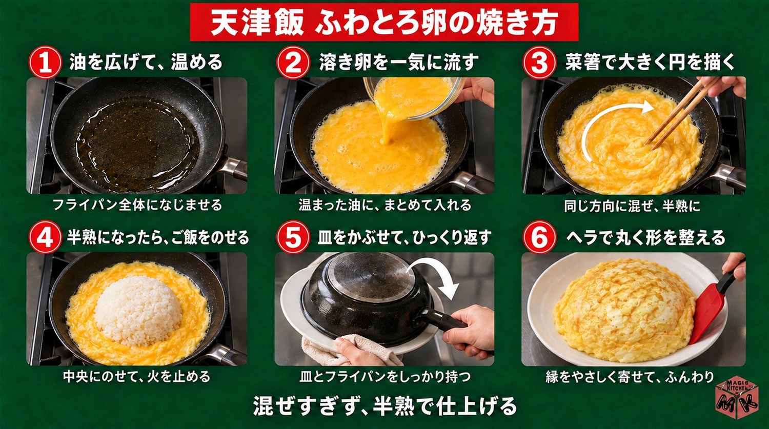 天津飯のふわとろ卵のコツ