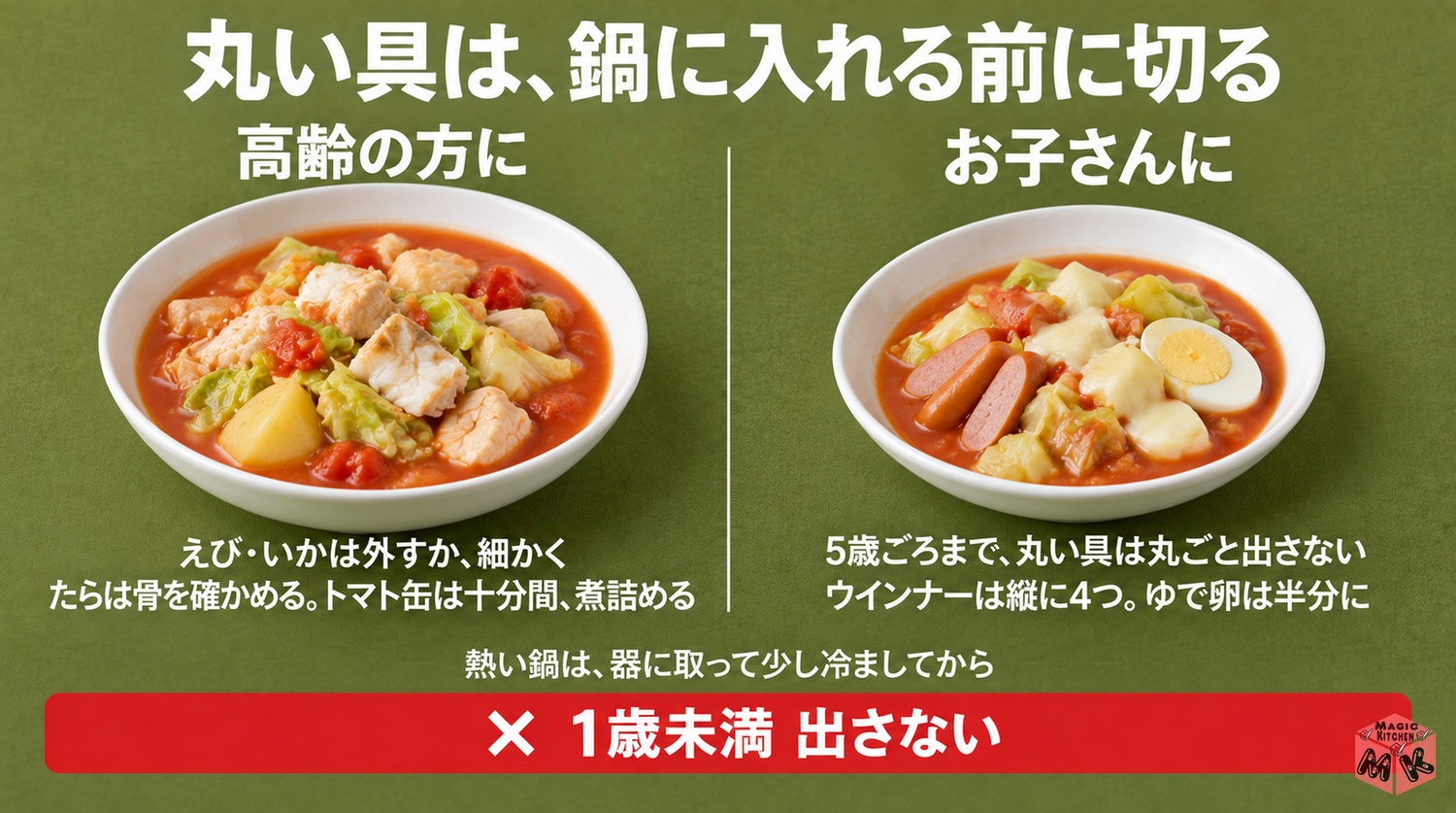 高齢者や子供にやさしいトマト鍋の具材