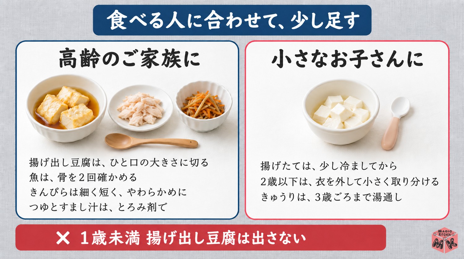 高齢者や子供にやさしい揚げ出し豆腐の献立