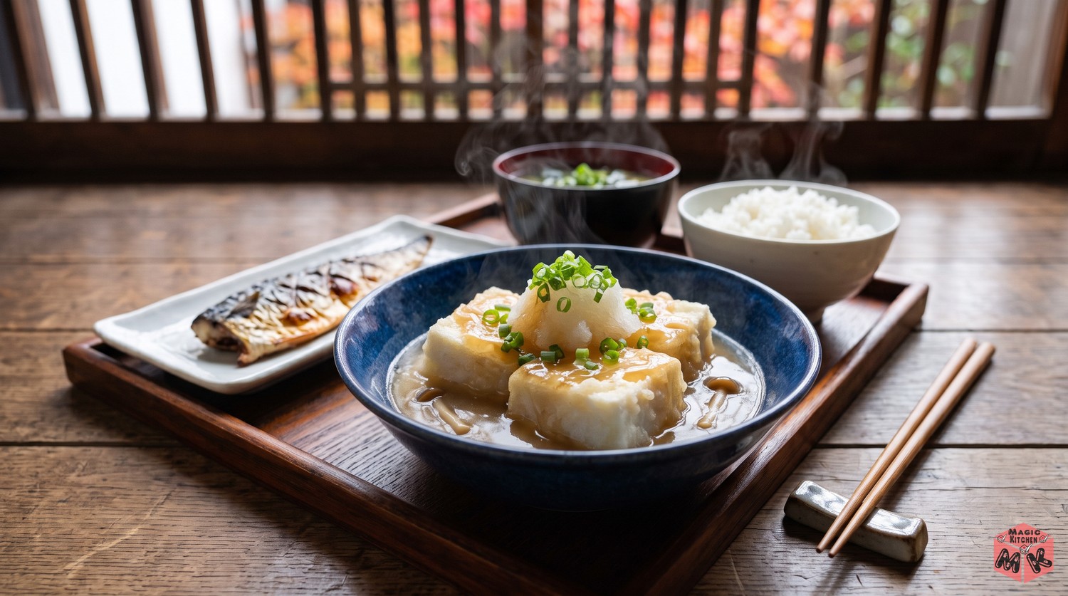 揚げ出し豆腐を中心にした和の献立