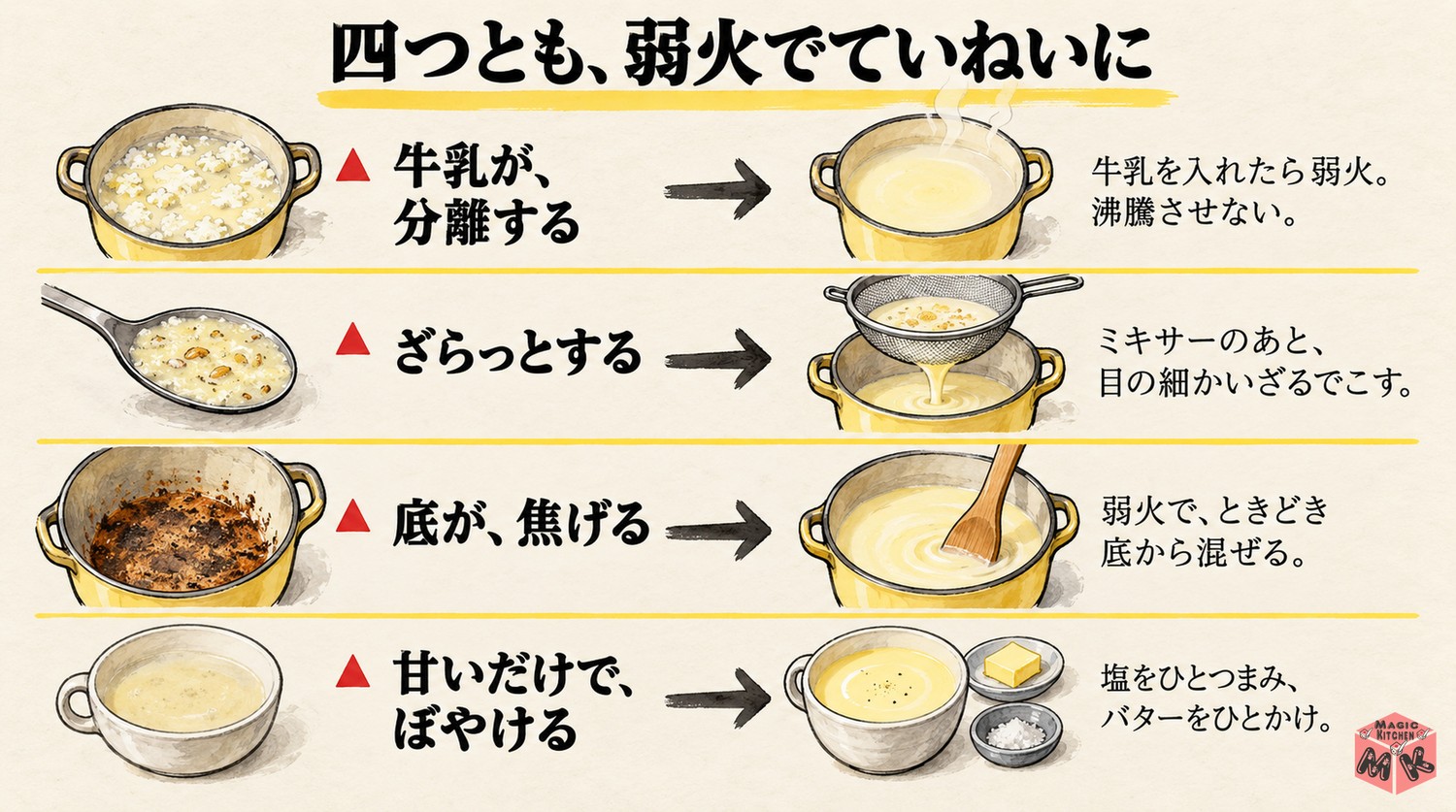 コーンスープのよくある失敗と対策