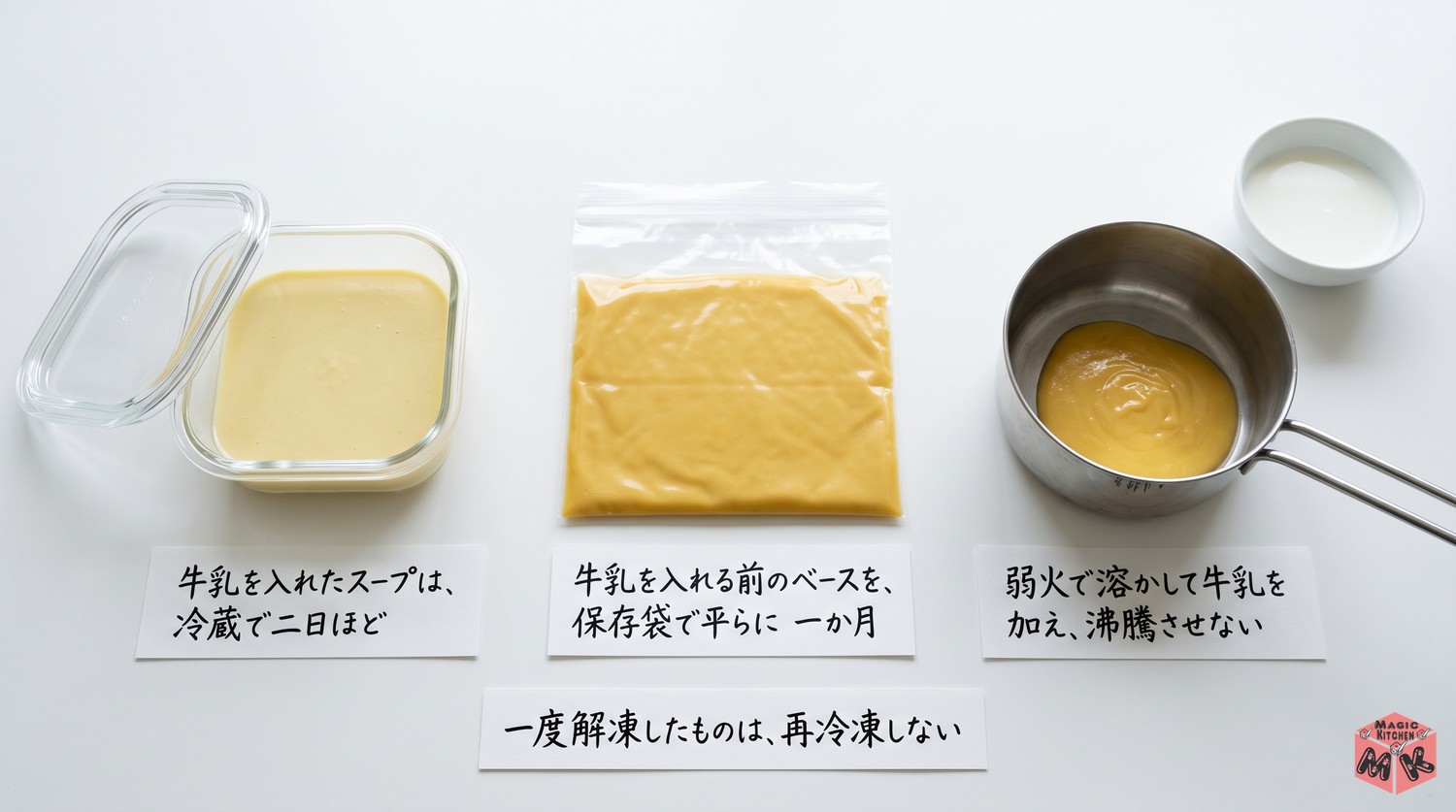 コーンスープの保存と温め直し
