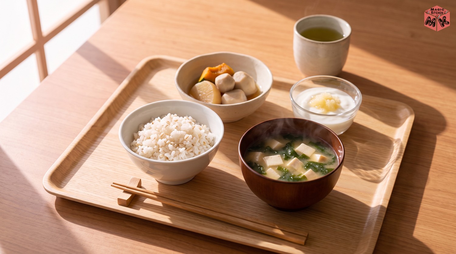 陽だまりの食卓に並ぶ、高齢の方のやさしい朝ごはん