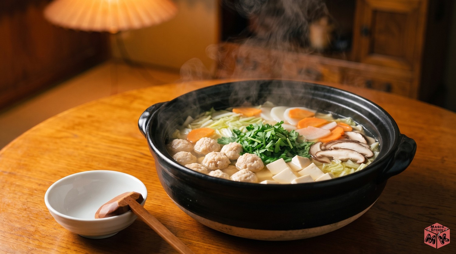 卓上の土鍋で煮る、高齢者に食べやすい鍋
