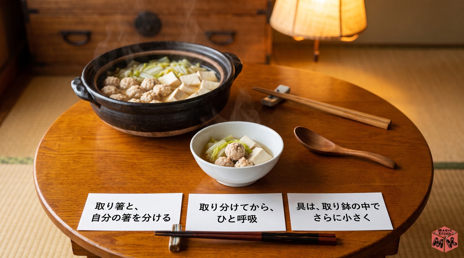 高齢者の鍋の取り分け方と温度
