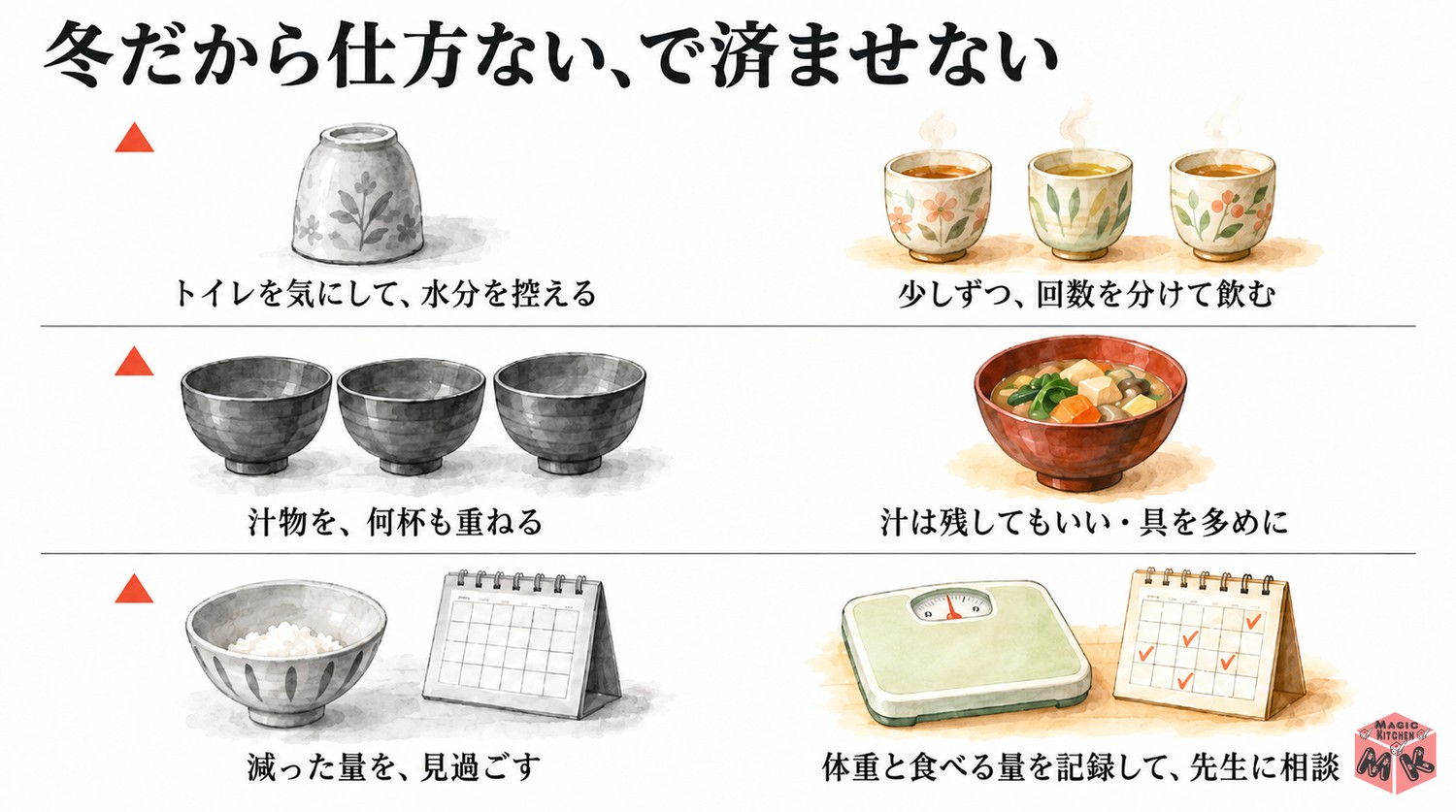 高齢者の冬の食事で避けたいこと3つ